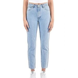 Abrand Women's Straight Leg Jeans in Light Blue